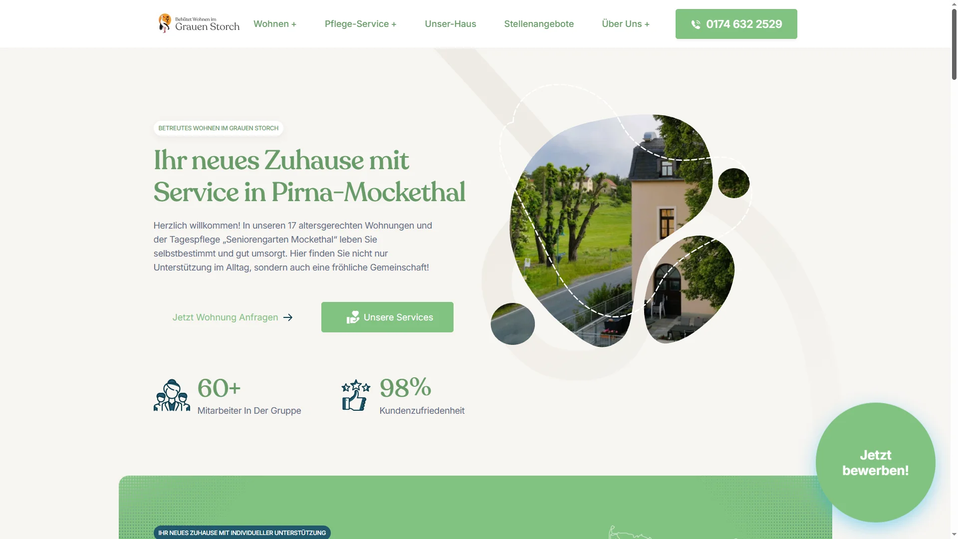Website-Vorschau Wohnen im Grauen Storch